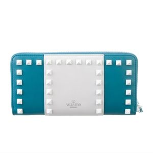 Valentino Garavani Teal Blue Rockstud Wallet NWOT